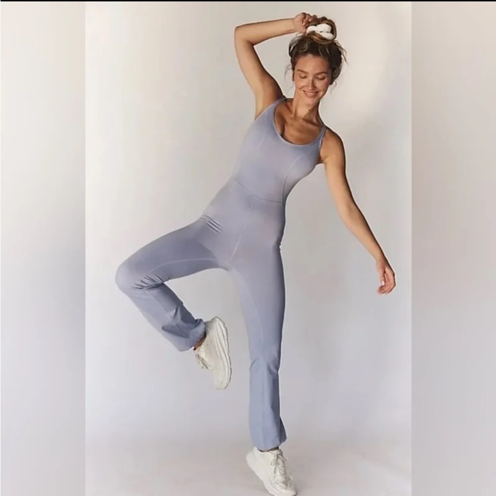 *NWOT* FREE PEOPLE Let's Bounce One Piece Jumpsuit Romper in Dusted Cerulean